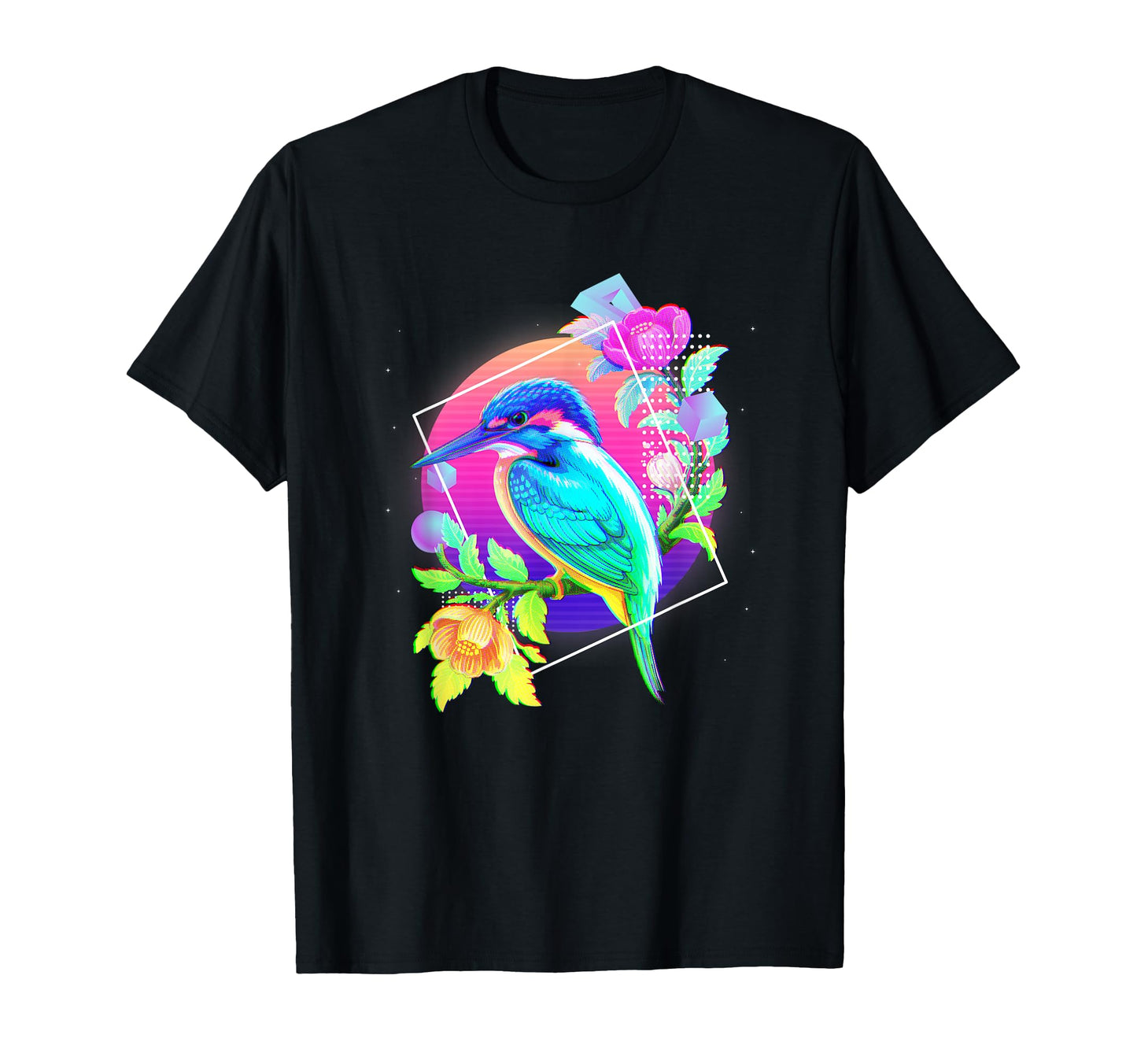 Vaporwave Kingfisher Flowers T-Shirt - Casual Everyday Wear Unisex - T-Shirt, Sweatshirt, Hoodie