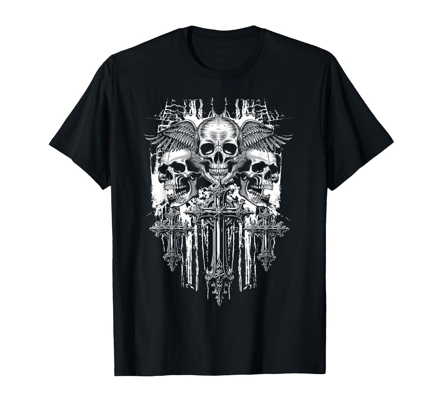 Skull Cross Wings Goth Alt Grunge T-Shirt - Trendy Graphic for Adults - T-Shirt, Sweatshirt, Hoodie