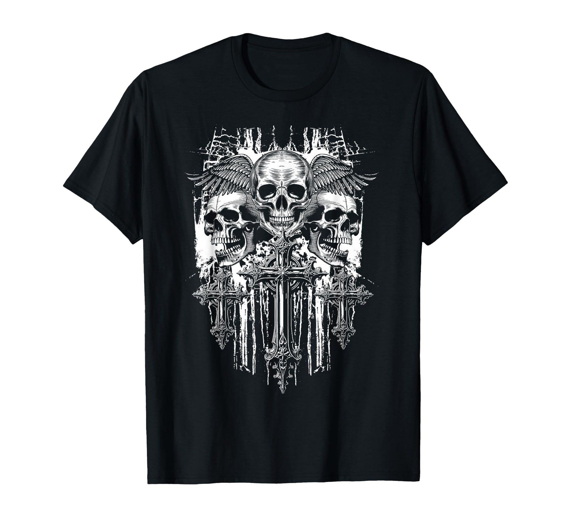 Skull Cross Wings Goth Alt Grunge T-Shirt - Trendy Graphic for Adults - T-Shirt, Sweatshirt, Hoodie