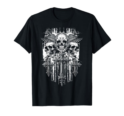 Skull Cross Wings Goth Alt Grunge T-Shirt - Trendy Graphic for Adults - T-Shirt, Sweatshirt, Hoodie