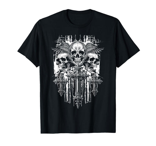 Skull Cross Wings Goth Alt Grunge T-Shirt - Trendy Graphic for Adults - T-Shirt, Sweatshirt, Hoodie