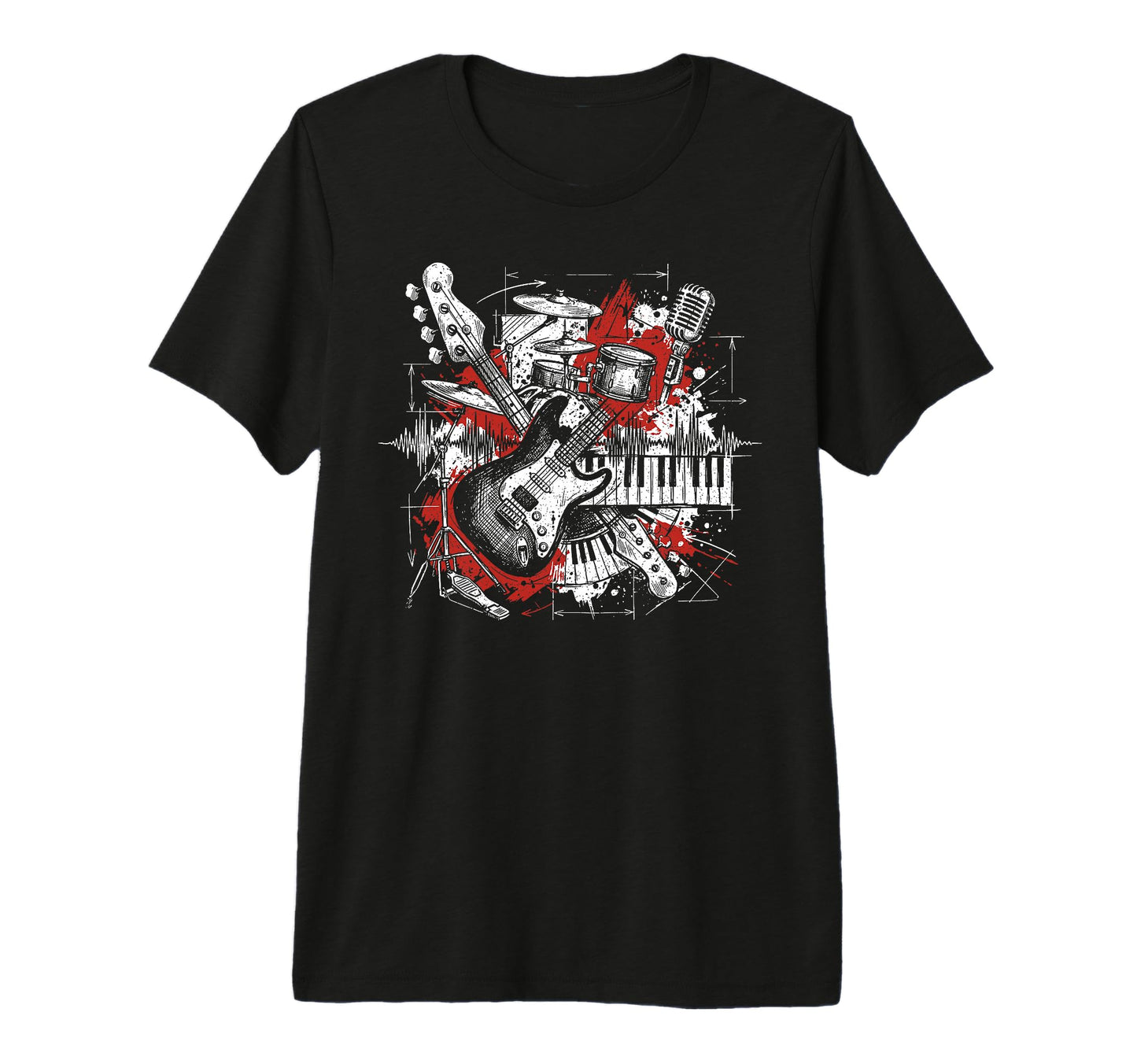 Rock Band Instruments Rock And Roll T-Shirt - Custom Art Print Unisex - T-Shirt, Sweatshirt, Hoodie