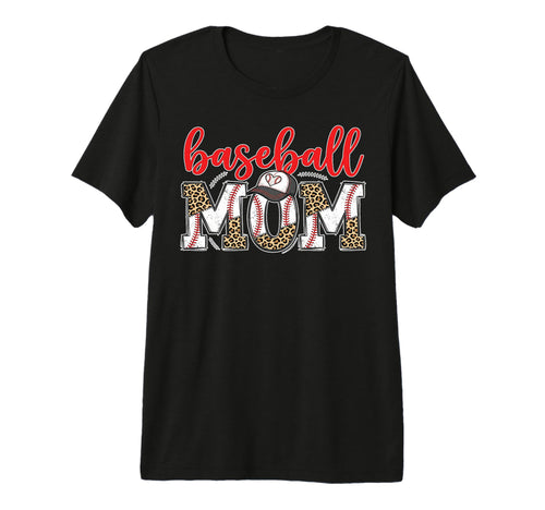 Baseball Mom Leopard Sports Mama Game T-Shirt - Aesthetic Graphic Unisex - T-Shirt, Sweatshirt, Hoodie