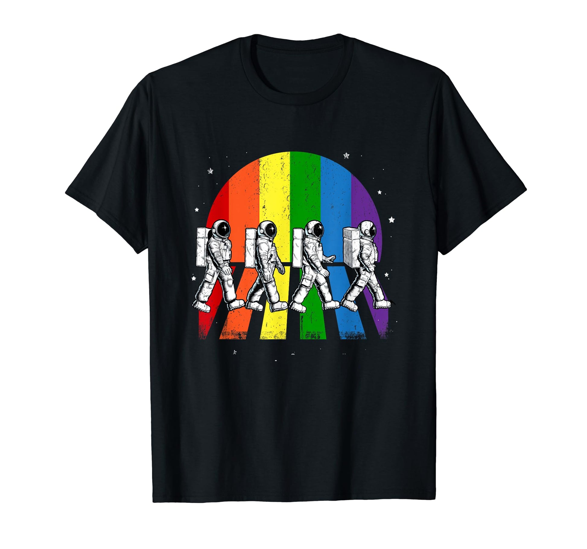Astronaut Walking Lgbt Q Space Rainbow T-Shirt - Minimalist Print Unisex - T-Shirt, Sweatshirt, Hoodie