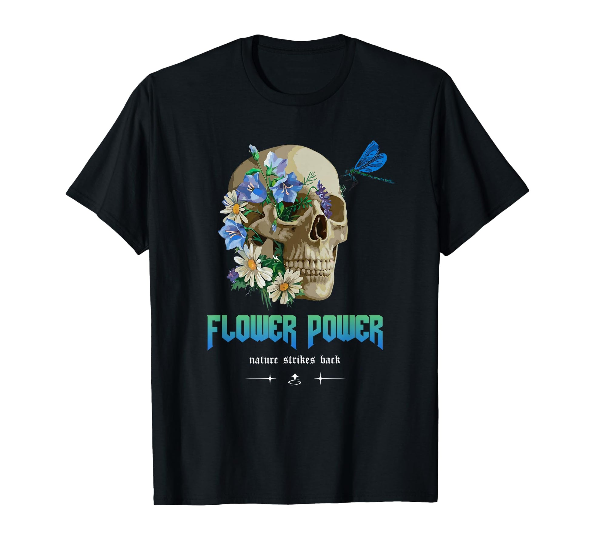 Flower Power Skull Aesthetic Edgy T-Shirt - Streetwear Style for Adults - T-Shirt, Sweatshirt, Hoodie