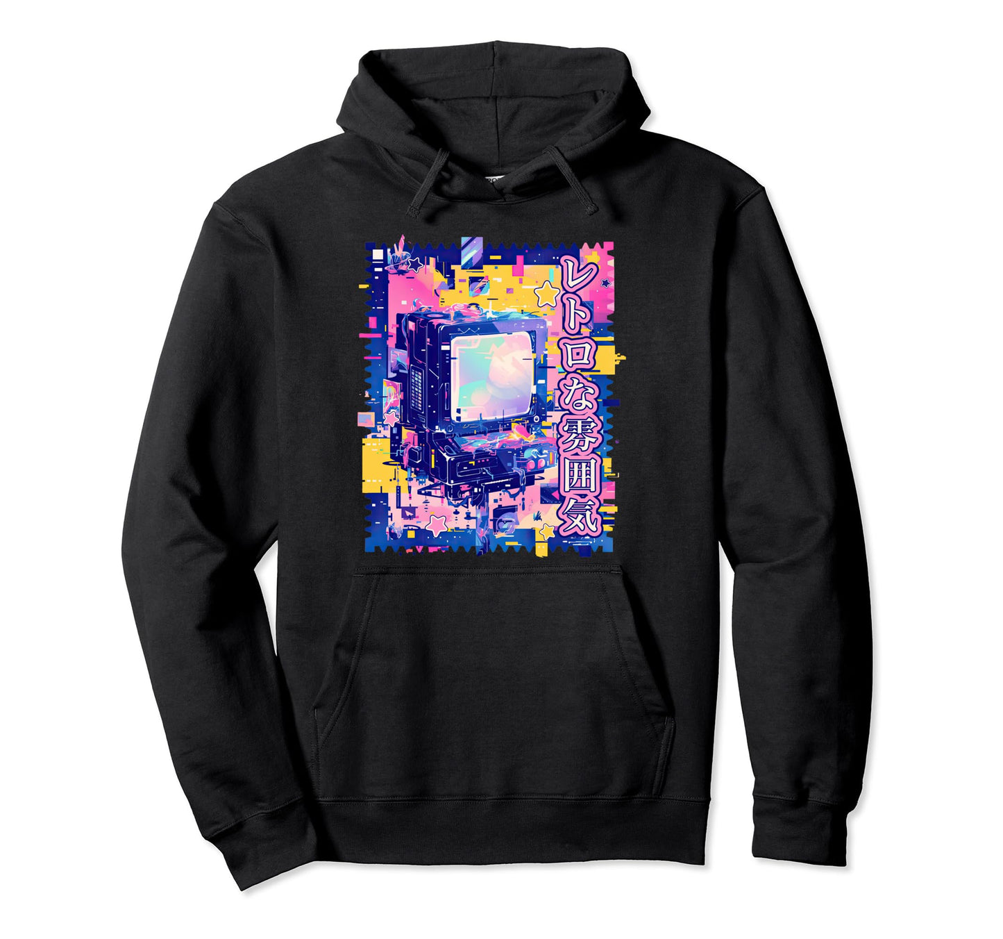 Y2K Glitch Old Computer Japanese Hoodie - Minimalist Print for Adults - T-Shirt, Sweatshirt, Hoodie