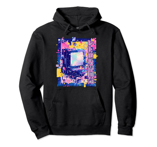 Y2K Glitch Old Computer Japanese Hoodie - Minimalist Print for Adults - T-Shirt, Sweatshirt, Hoodie