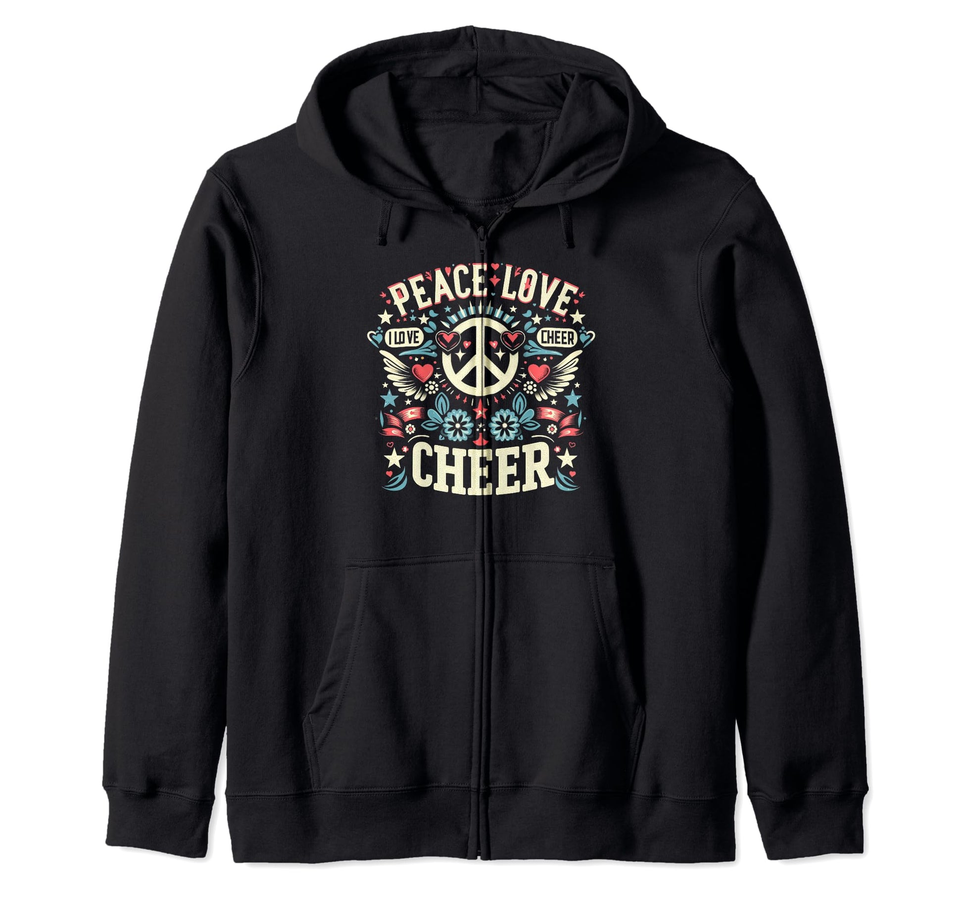 Anime Cheerleading Peace Love Cheer Hoodie - Casual Everyday Wear Men Women - T-Shirt, Sweatshirt, Hoodie