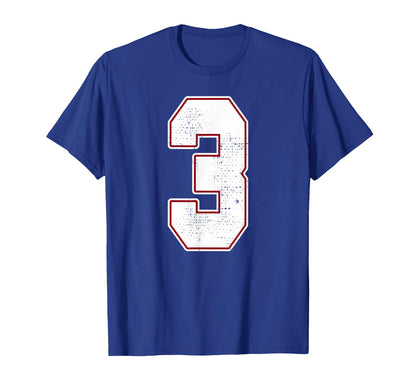 3 Outline Number 3 Fan Varsity Sports T-Shirt - Novelty Apparel Men Women - T-Shirt, Sweatshirt, Hoodie