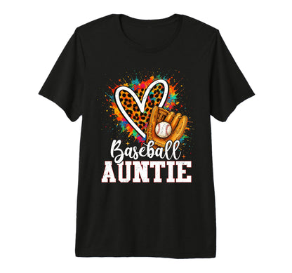 Baseball Auntie Leopard Heart Colorful T-Shirt - Novelty Apparel Men Women - T-Shirt, Sweatshirt, Hoodie