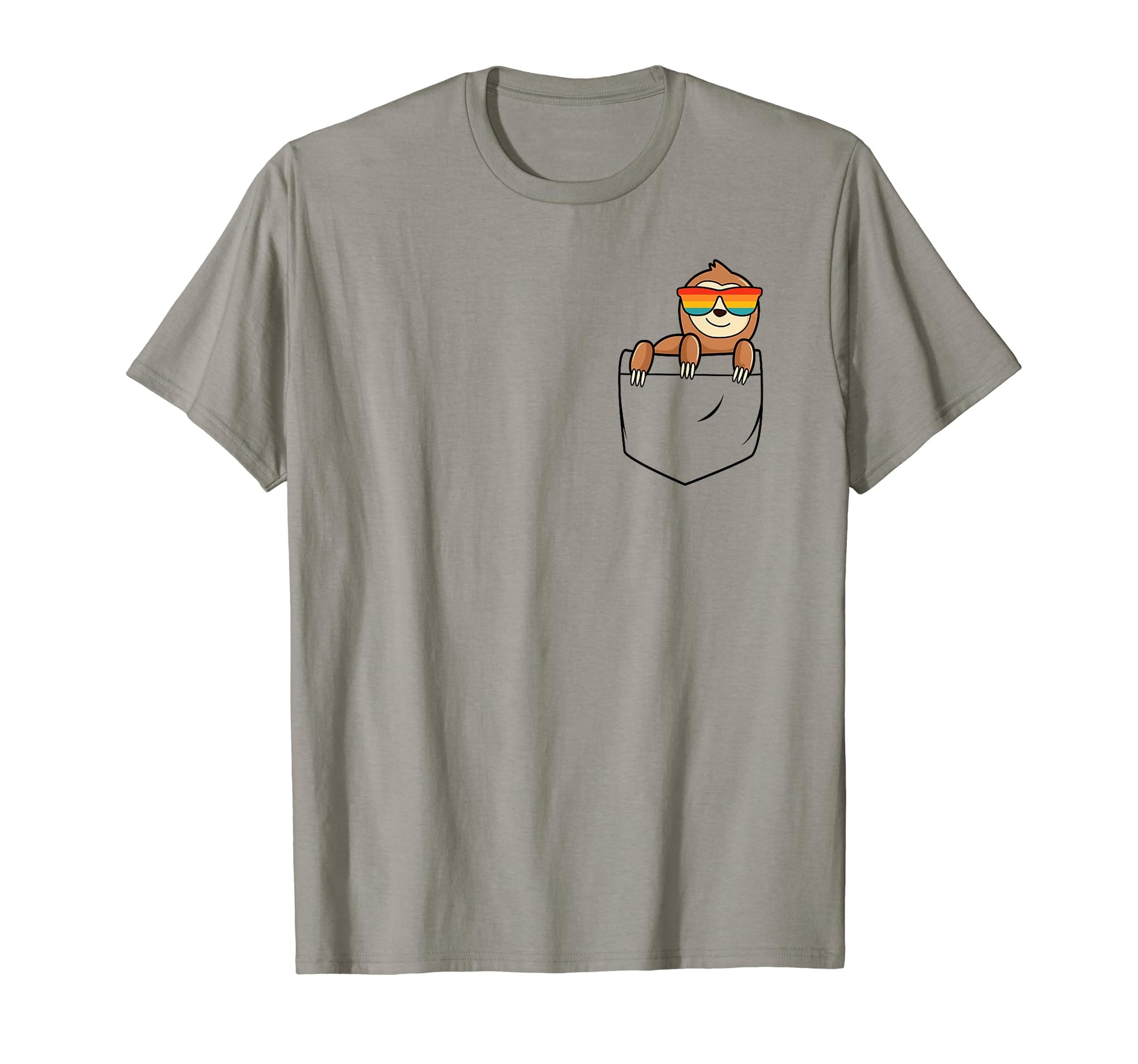 Sloth Pocket Funny Sloth Rainbow T-Shirt - Casual Everyday Wear Unisex - T-Shirt, Sweatshirt, Hoodie