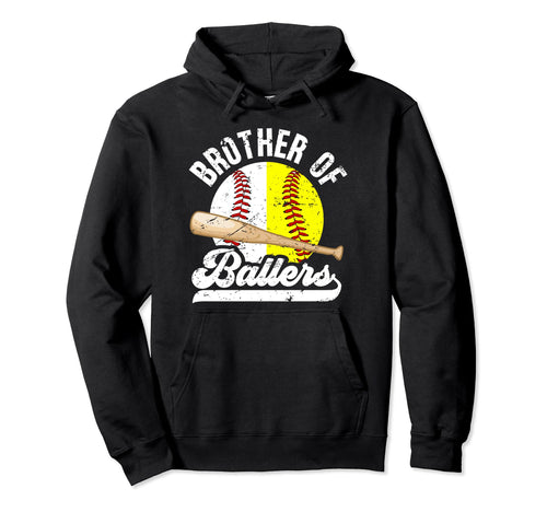 Brother Ballers Softball Baseball Hoodie - Unique Graphic for Adults - T-Shirt, Sweatshirt, Hoodie