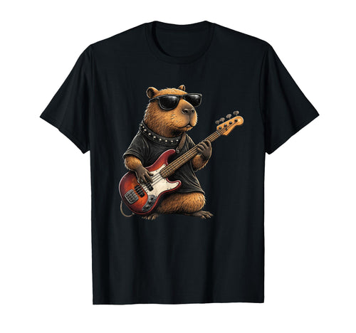 Bassist Capybara Rock Musician Playing T-Shirt - Unique Graphic for Adults - T-Shirt, Sweatshirt, Hoodie