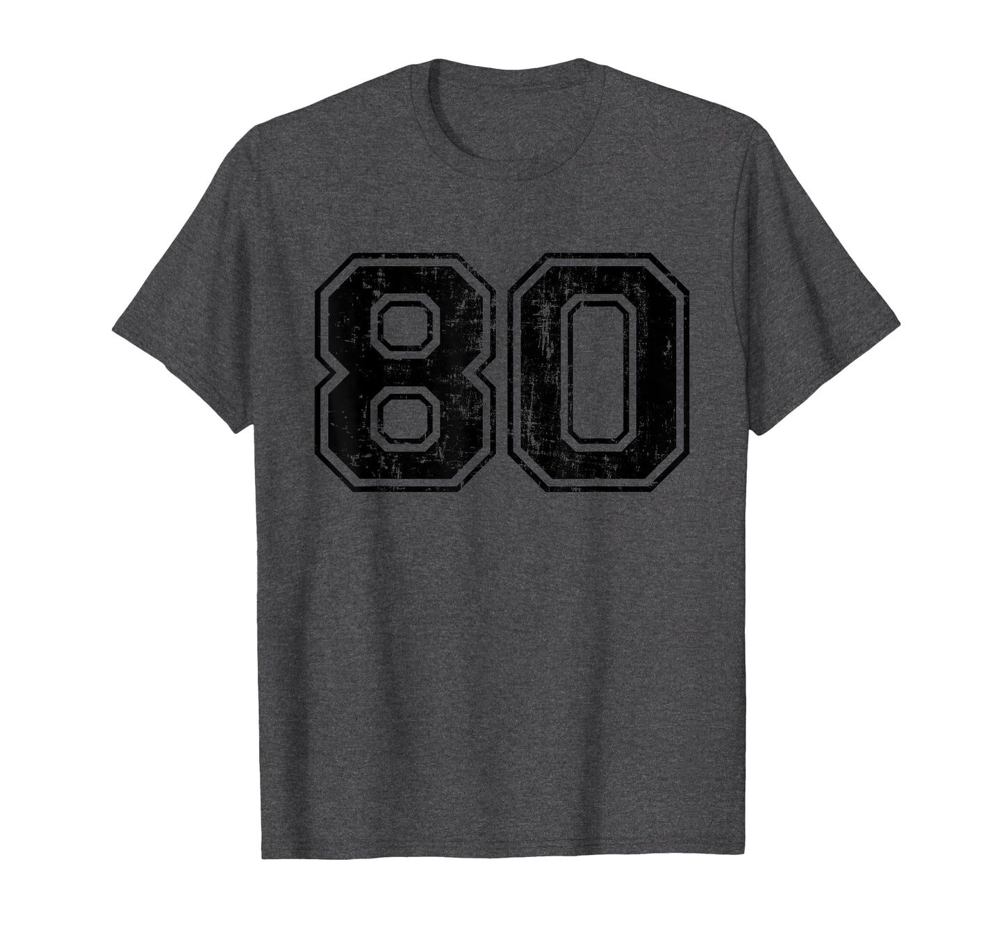 Number 80 Varsity Distressed Sport T-Shirt - Novelty Apparel for Adults - T-Shirt, Sweatshirt, Hoodie