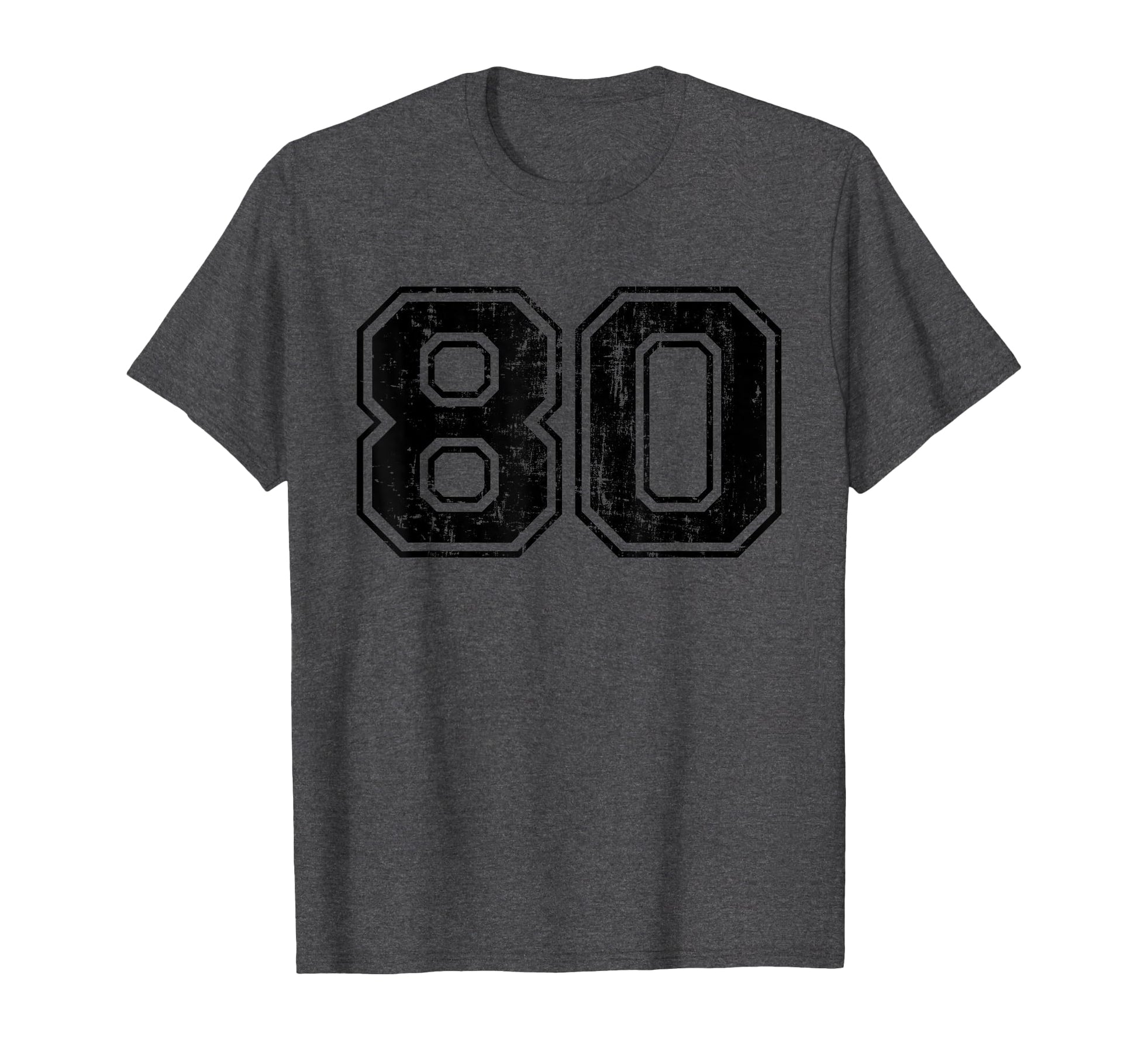 Number 80 Varsity Distressed Sport T-Shirt - Novelty Apparel for Adults - T-Shirt, Sweatshirt, Hoodie