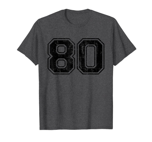 Number 80 Varsity Distressed Sport T-Shirt - Novelty Apparel for Adults - T-Shirt, Sweatshirt, Hoodie