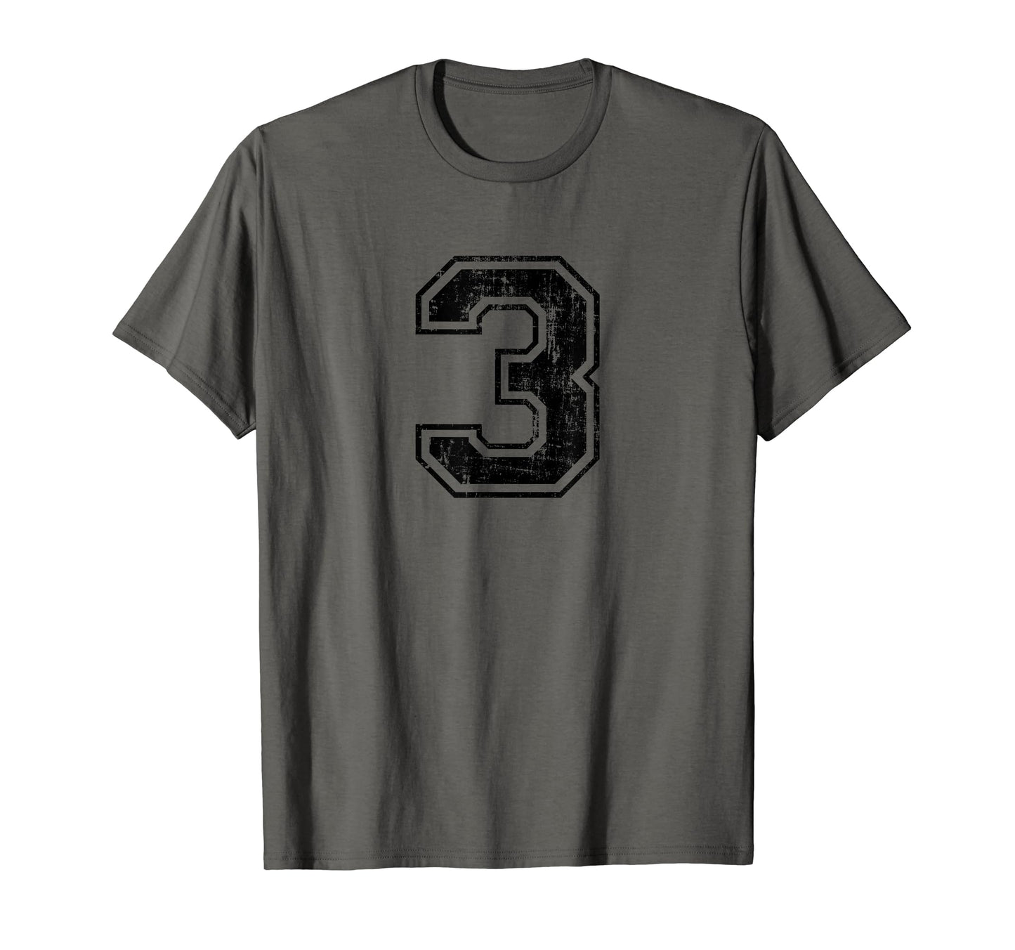 Number 3 Three Varsity Distressed T-Shirt - Novelty Apparel Men Women - T-Shirt, Sweatshirt, Hoodie