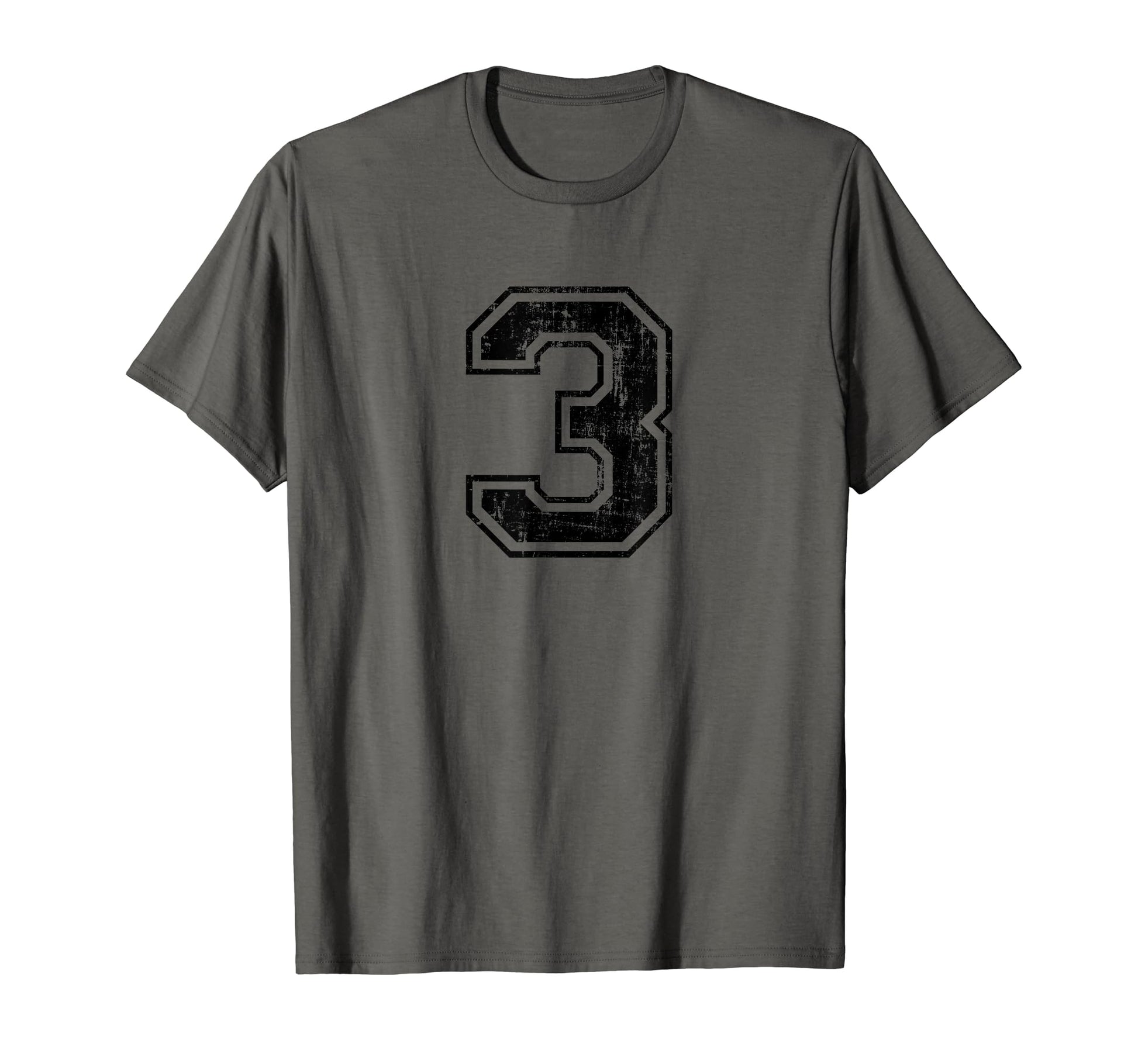 Number 3 Three Varsity Distressed T-Shirt - Novelty Apparel Men Women - T-Shirt, Sweatshirt, Hoodie