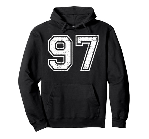 97 Number Ninety Seven Team Sports Grunge Hoodie - Unique Graphic Unisex - T-Shirt, Sweatshirt, Hoodie