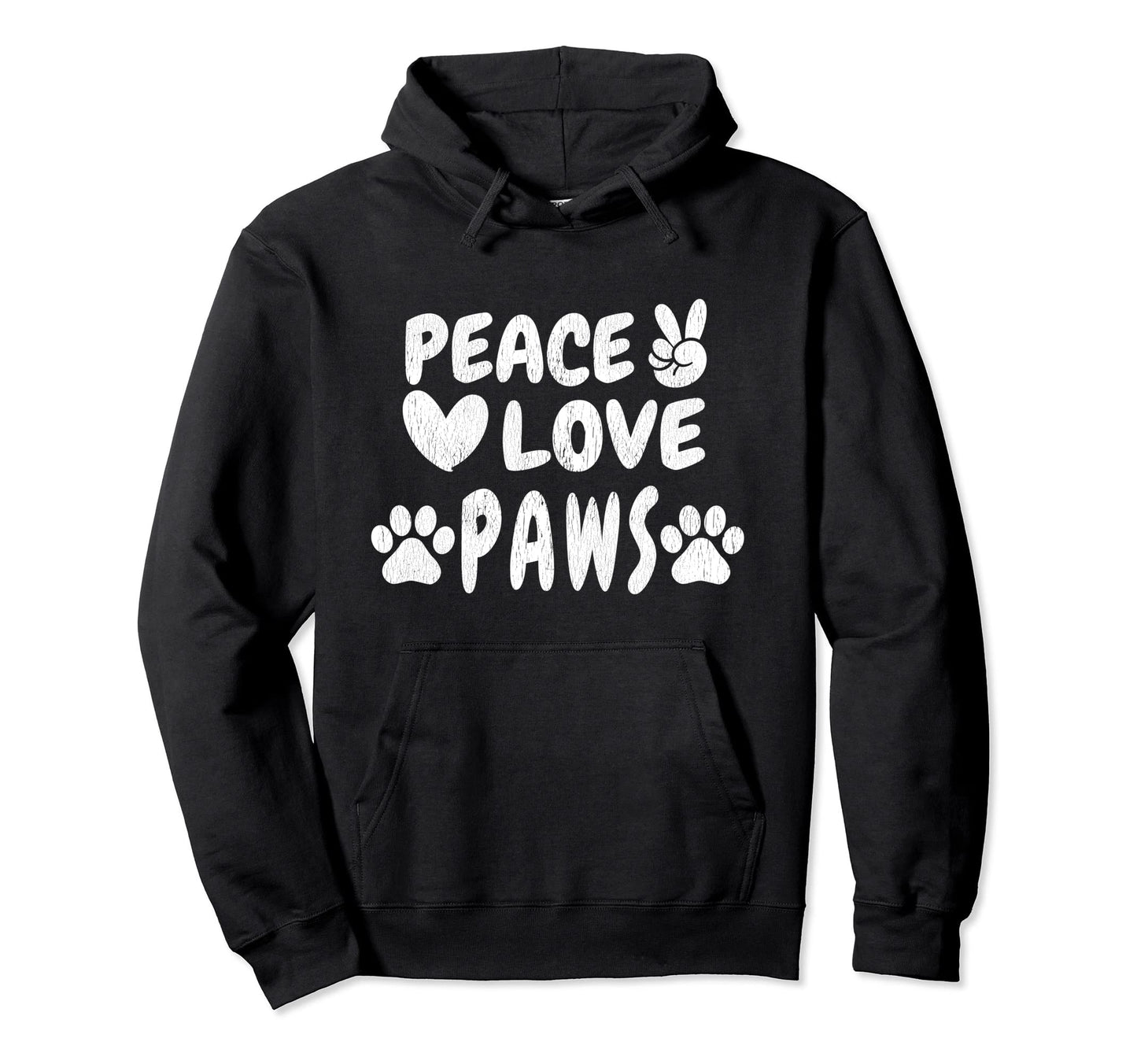 Peace Love Paws Groovy 60S 70S Hippie Hoodie - Minimalist Print for Adults - T-Shirt, Sweatshirt, Hoodie