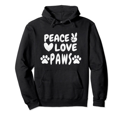Peace Love Paws Groovy 60S 70S Hippie Hoodie - Minimalist Print for Adults - T-Shirt, Sweatshirt, Hoodie