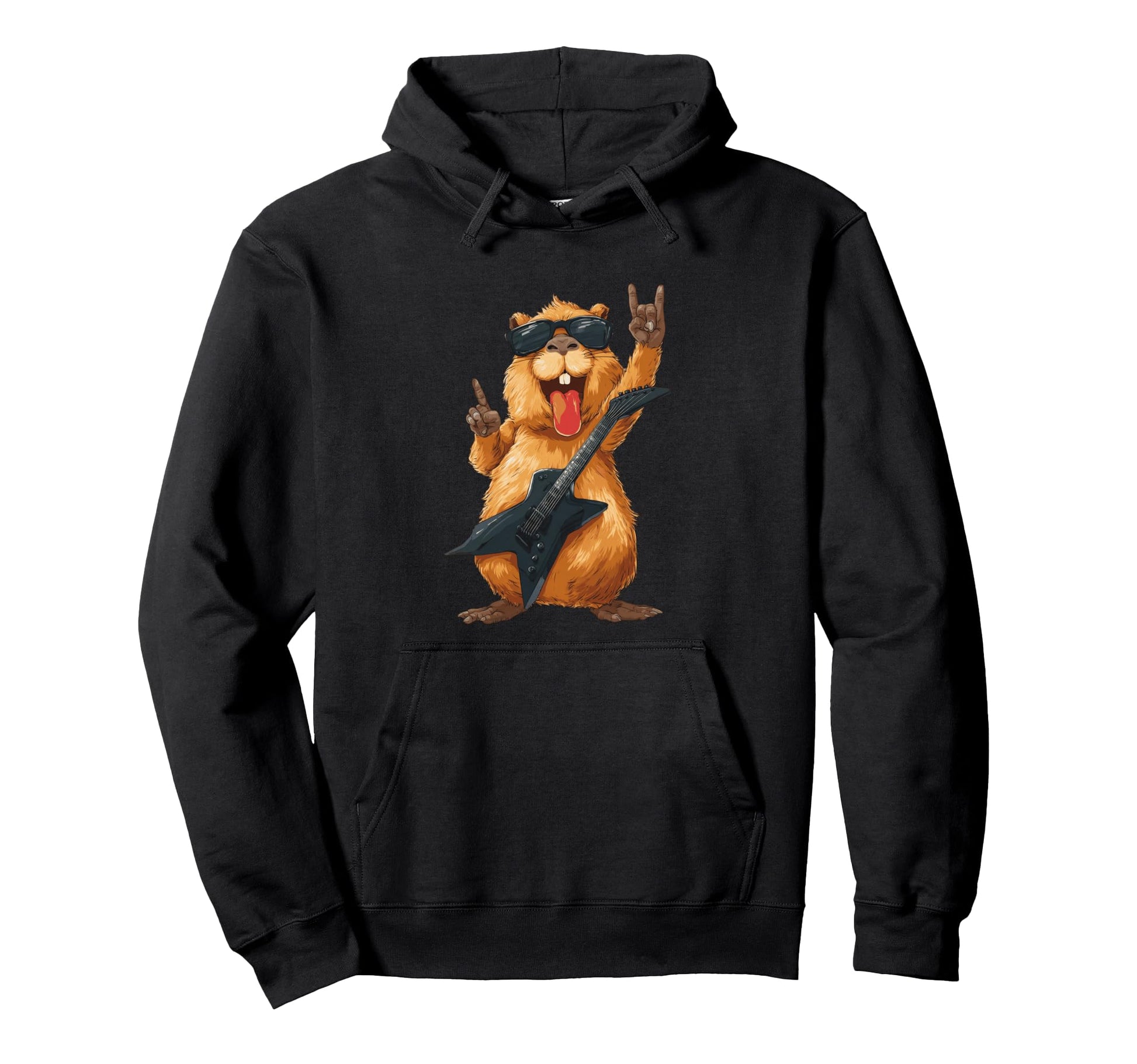 Funny Guinea Pig Rock Music Guitarist Hoodie - Novelty Apparel for Adults - T-Shirt, Sweatshirt, Hoodie