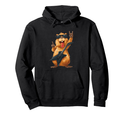 Funny Guinea Pig Rock Music Guitarist Hoodie - Novelty Apparel for Adults - T-Shirt, Sweatshirt, Hoodie