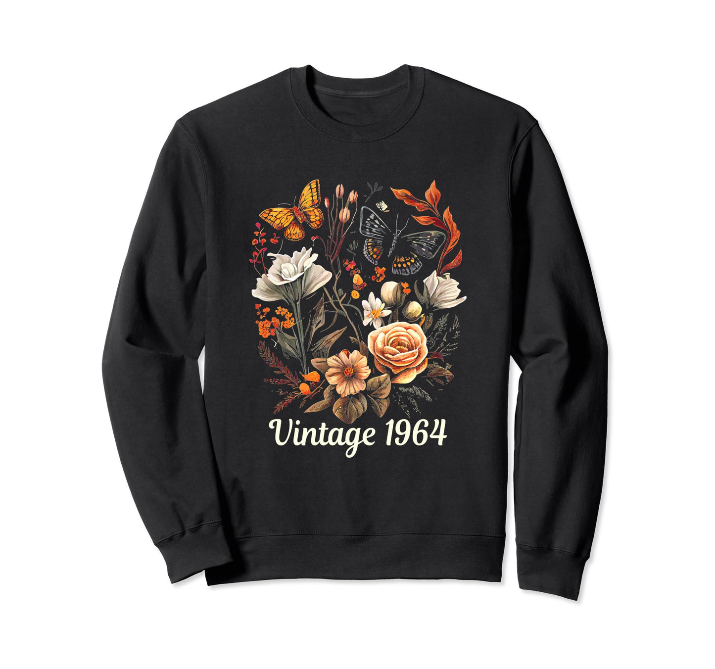 1964 Boho Rose Floral Flower Sweatshirt - Custom Art Print Unisex - T-Shirt, Sweatshirt, Hoodie