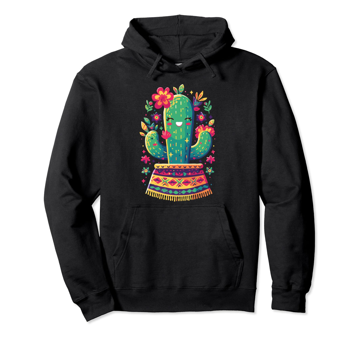 Happy Cactus Serape Succulent Hoodie - Casual Everyday Wear Men Women - T-Shirt, Sweatshirt, Hoodie