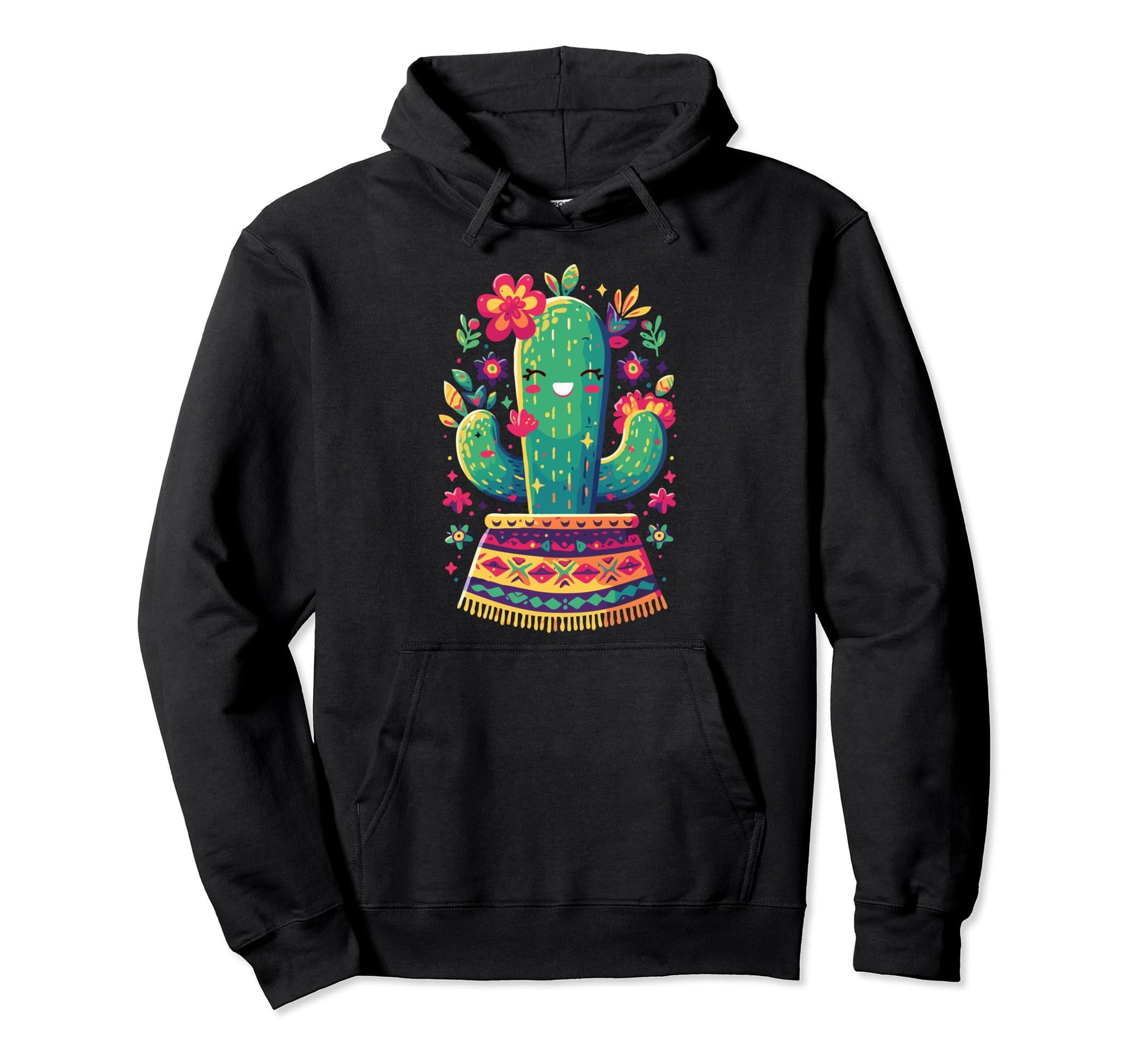 Happy Cactus Serape Succulent Hoodie - Casual Everyday Wear Men Women - T-Shirt, Sweatshirt, Hoodie