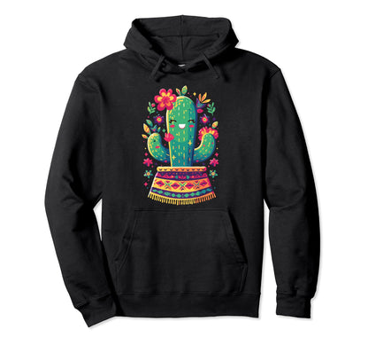 Happy Cactus Serape Succulent Hoodie - Casual Everyday Wear Men Women - T-Shirt, Sweatshirt, Hoodie