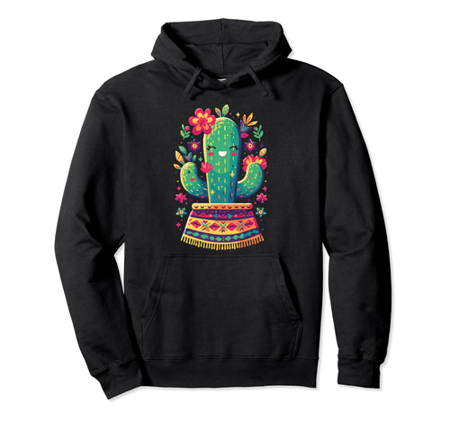 Happy Cactus Serape Succulent Hoodie - Casual Everyday Wear Men Women - T-Shirt, Sweatshirt, Hoodie