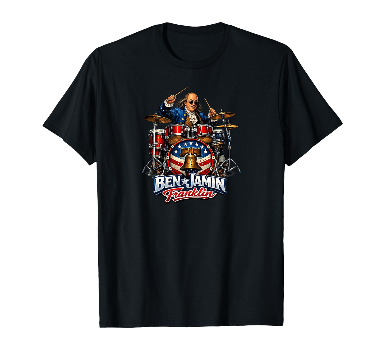 Benjamin Franklin Drummer Patriotic T-Shirt - Custom Art Print for Adults - T-Shirt, Sweatshirt, Hoodie