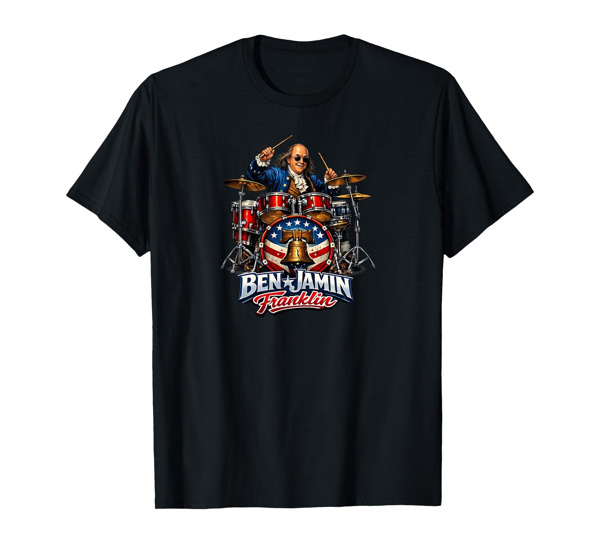 Benjamin Franklin Drummer Patriotic T-Shirt - Custom Art Print for Adults - T-Shirt, Sweatshirt, Hoodie