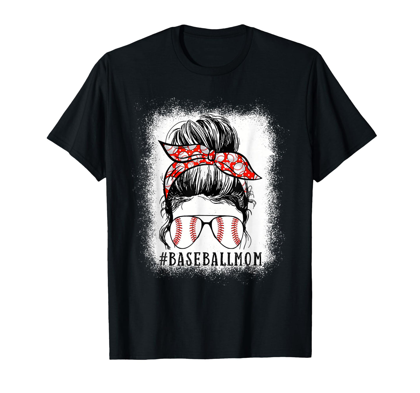 Bleached Baseball Mom Messy Bun T-Shirt - Novelty Apparel Men Women - T-Shirt, Sweatshirt, Hoodie