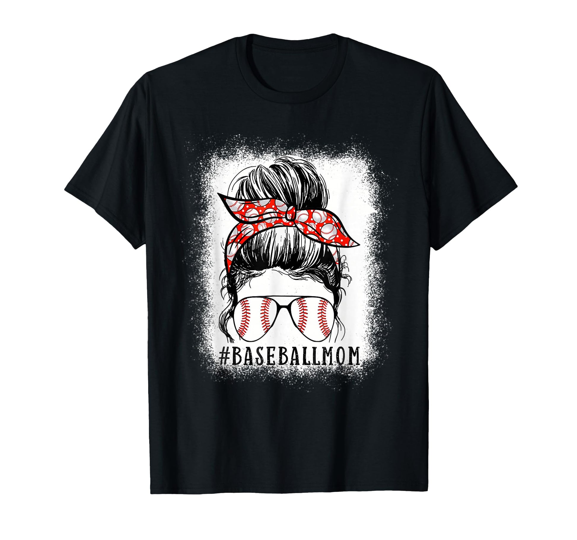 Bleached Baseball Mom Messy Bun T-Shirt - Novelty Apparel Men Women - T-Shirt, Sweatshirt, Hoodie