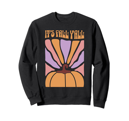 Its Fall Yall Boho Floral Pumpkin Sweatshirt - Graphic Print for Adults - T-Shirt, Sweatshirt, Hoodie