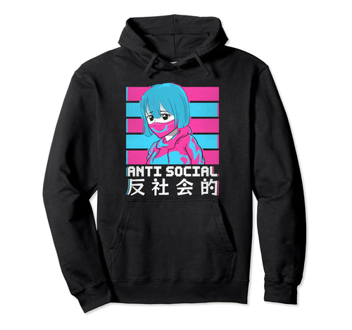 Anti Social Japanese Sad Anime Edgy Alt Hoodie - Unique Graphic for Adults - T-Shirt, Sweatshirt, Hoodie