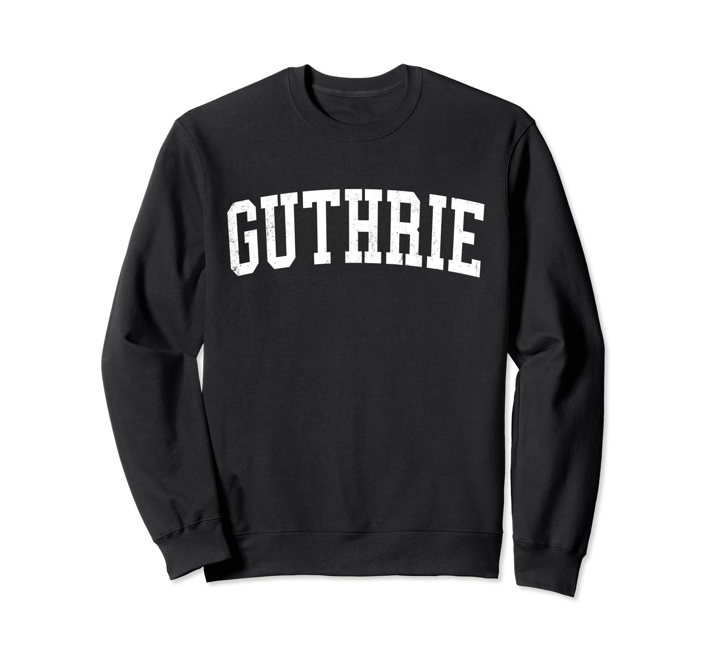 Guthrie Ok Distressed White Varsity Sweatshirt - Graphic Print for Adults - T-Shirt, Sweatshirt, Hoodie