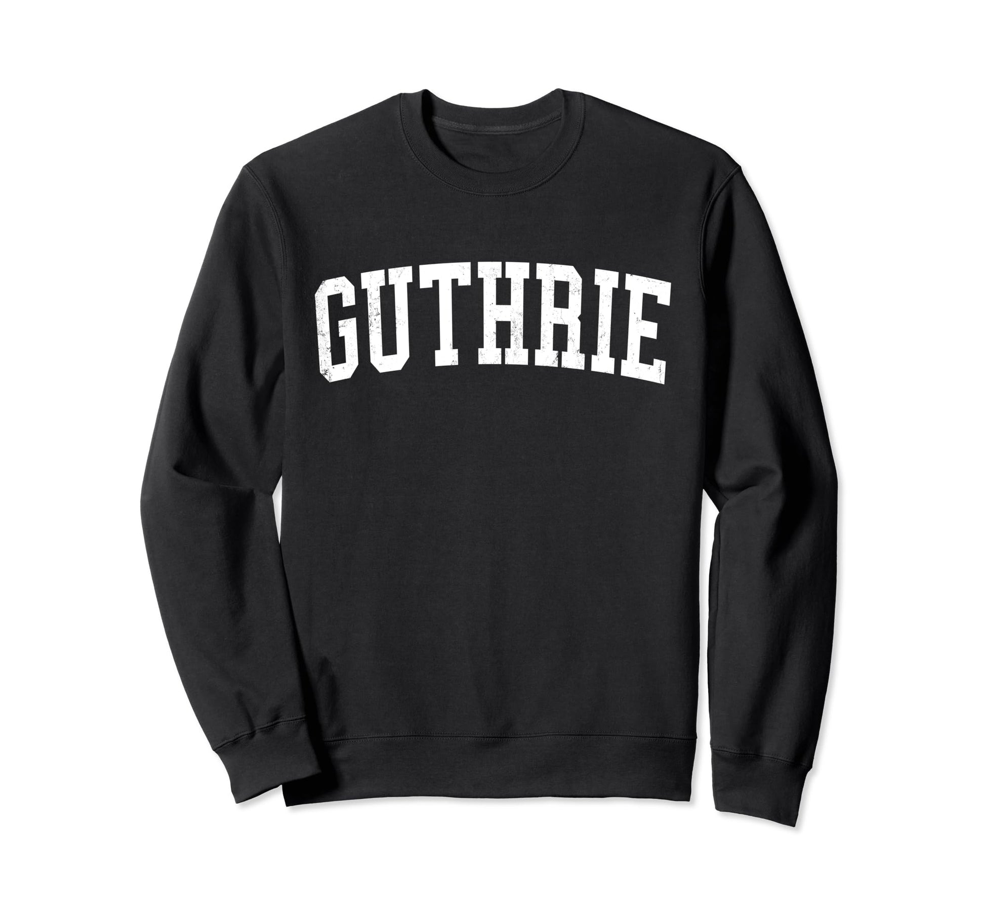 Guthrie Ok Distressed White Varsity Sweatshirt - Graphic Print for Adults - T-Shirt, Sweatshirt, Hoodie