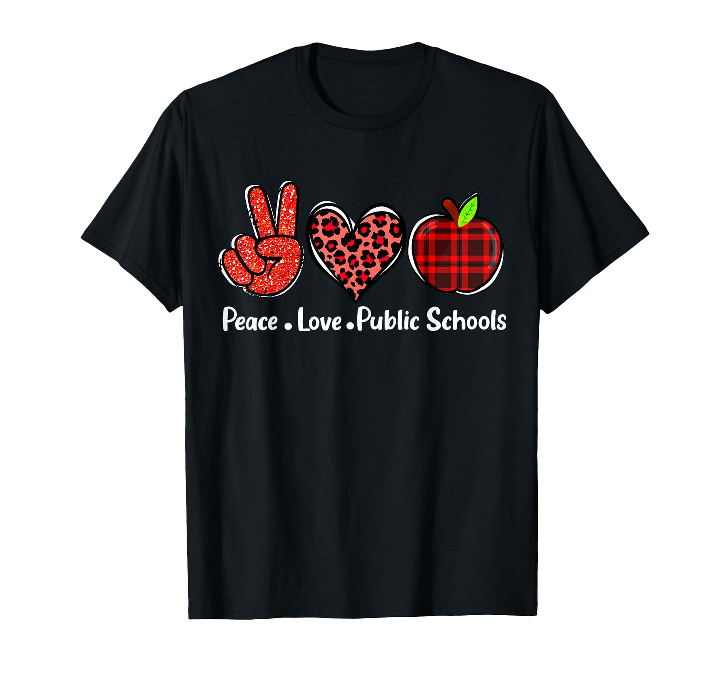 Public School Teacher Peace Love Public T-Shirt - Custom Art Print Unisex - T-Shirt, Sweatshirt, Hoodie