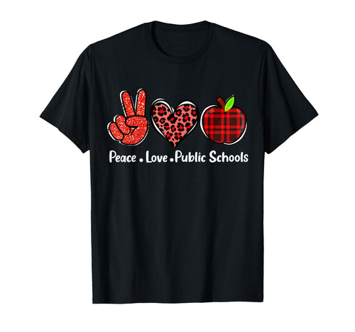 Public School Teacher Peace Love Public T-Shirt - Custom Art Print Unisex - T-Shirt, Sweatshirt, Hoodie