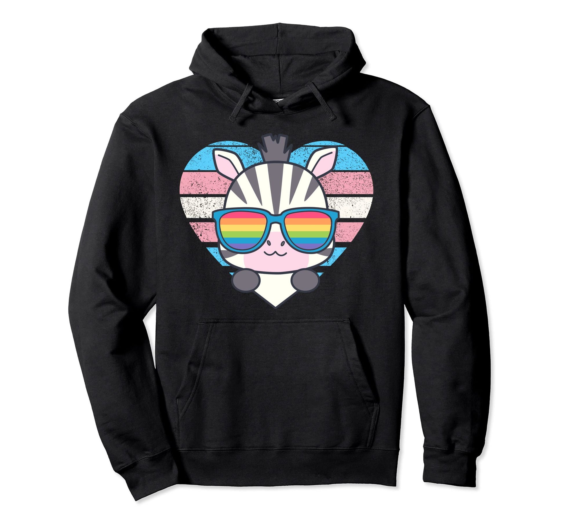 Zebra Pride Trans Flag Rainbow Sunglasses Hoodie - Custom Art Print Unisex - T-Shirt, Sweatshirt, Hoodie