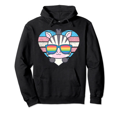 Zebra Pride Trans Flag Rainbow Sunglasses Hoodie - Custom Art Print Unisex - T-Shirt, Sweatshirt, Hoodie