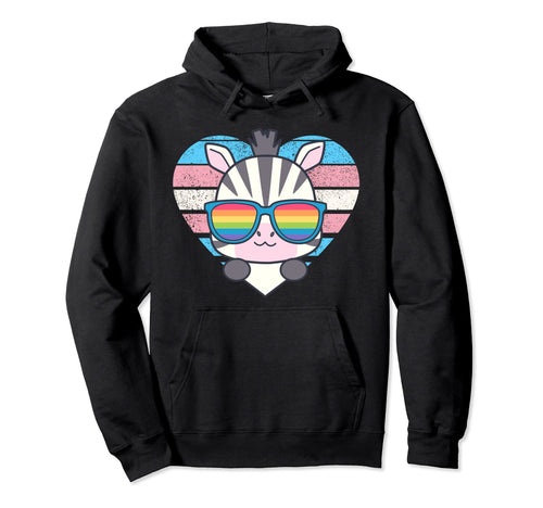 Zebra Pride Trans Flag Rainbow Sunglasses Hoodie - Custom Art Print Unisex - T-Shirt, Sweatshirt, Hoodie