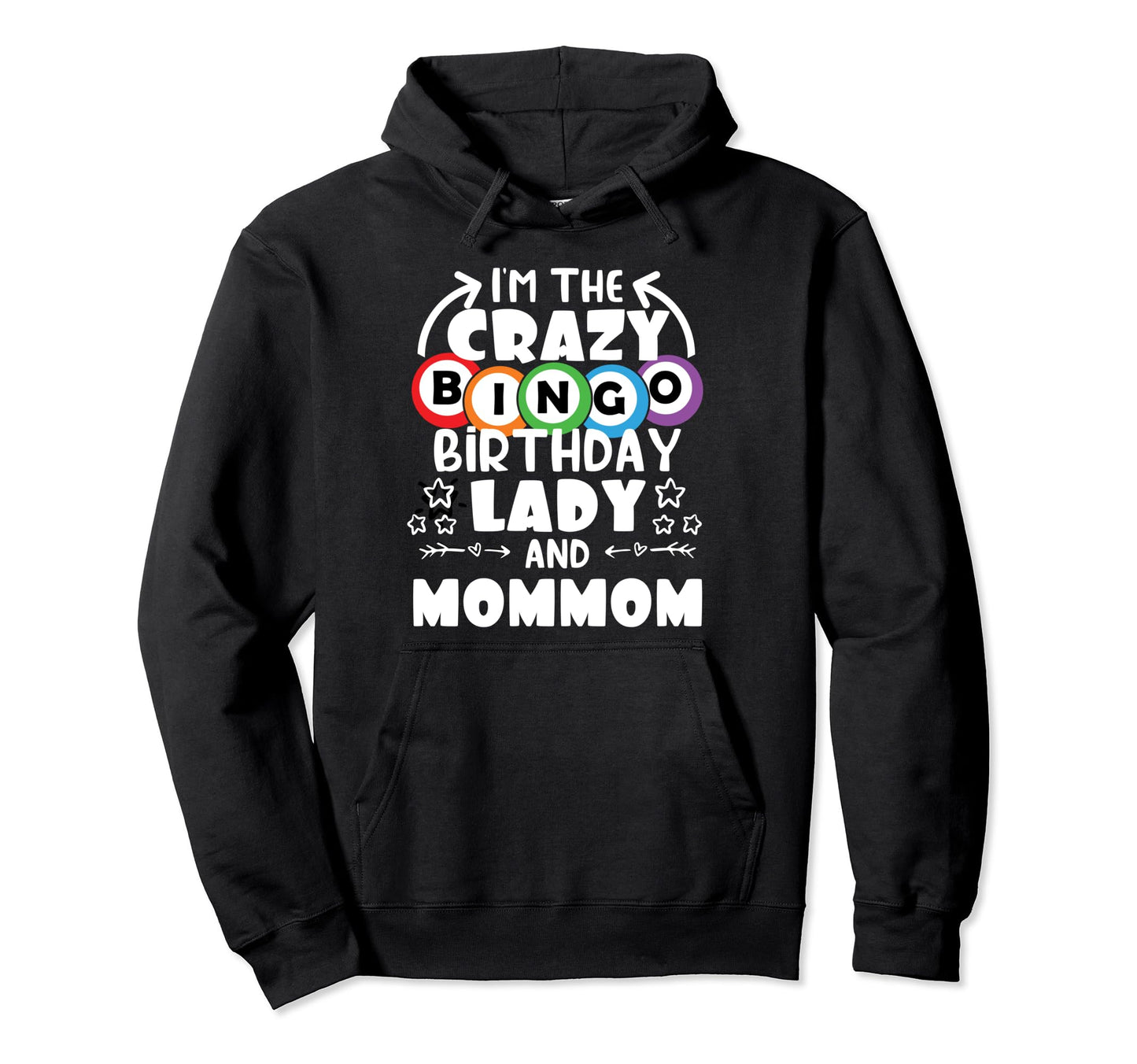 Dark Crazy Bingo Lady Birthday Bingo Hoodie - Minimalist Print for Adults - T-Shirt, Sweatshirt, Hoodie