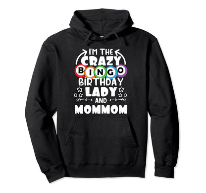 Dark Crazy Bingo Lady Birthday Bingo Hoodie - Minimalist Print for Adults - T-Shirt, Sweatshirt, Hoodie