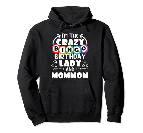 Dark Crazy Bingo Lady Birthday Bingo Hoodie - Minimalist Print for Adults - T-Shirt, Sweatshirt, Hoodie