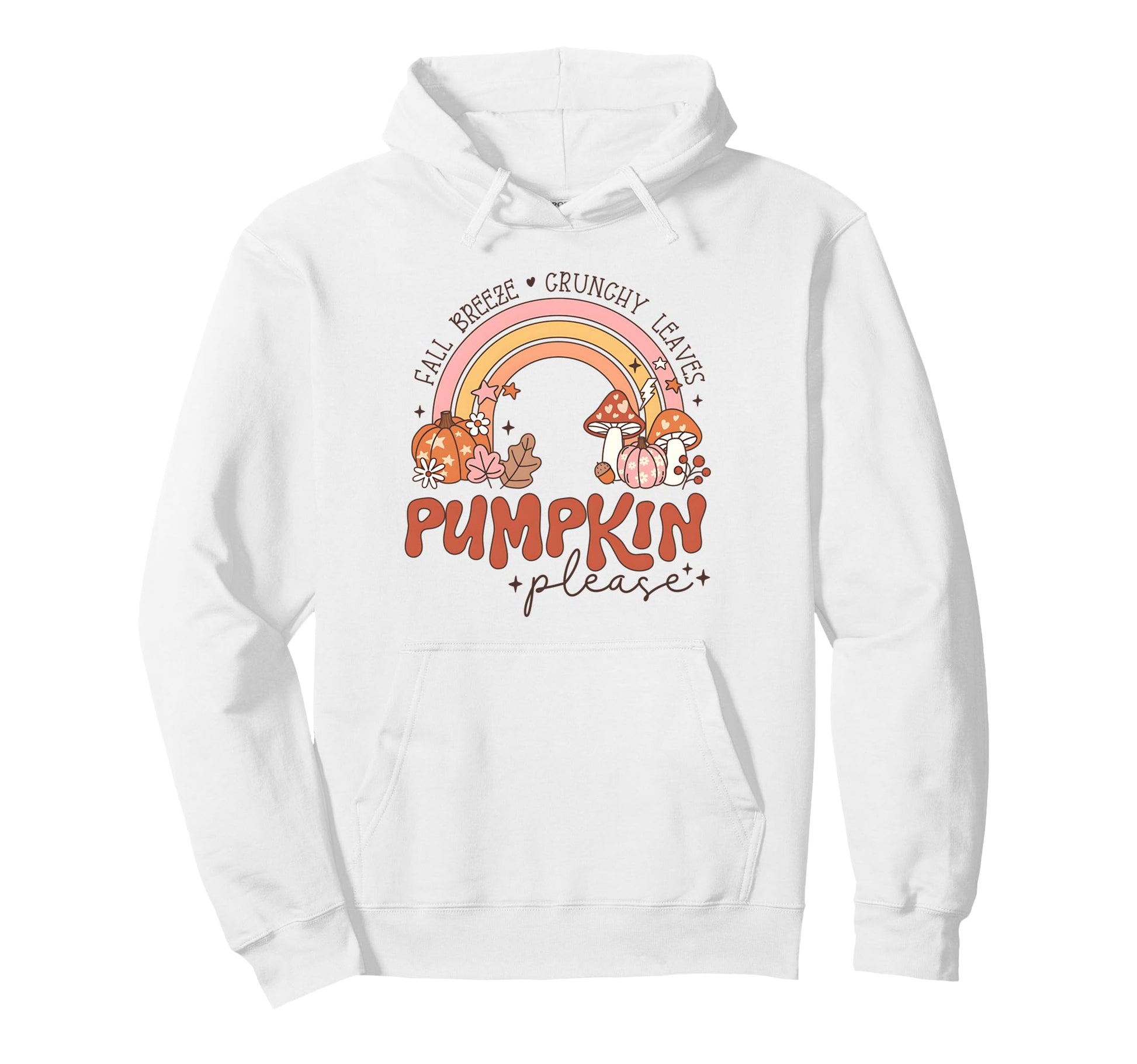 Fall Pumpkin Please Rainbow Autumn Hoodie - Unique Graphic Men Women - T-Shirt, Sweatshirt, Hoodie