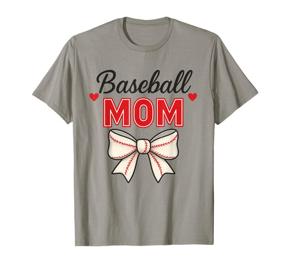 Baseball Mom Red Stitch Coquette Bow T-Shirt - Fun Novelty Design Unisex - T-Shirt, Sweatshirt, Hoodie